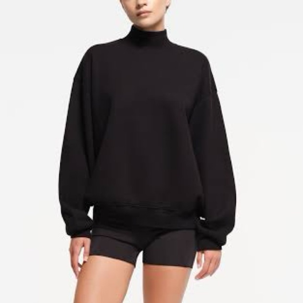 SKIMS COTTON FLEECE OVERSIZED MOCK NECK PULLOVER